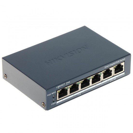 Smart Gigabit PoE суич Hikvision DS-3E1506P-EI, 6-портов